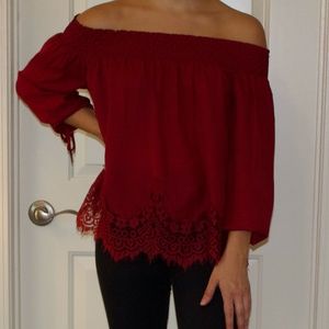 Abercrombie Off-The-Shoulder Lace Top